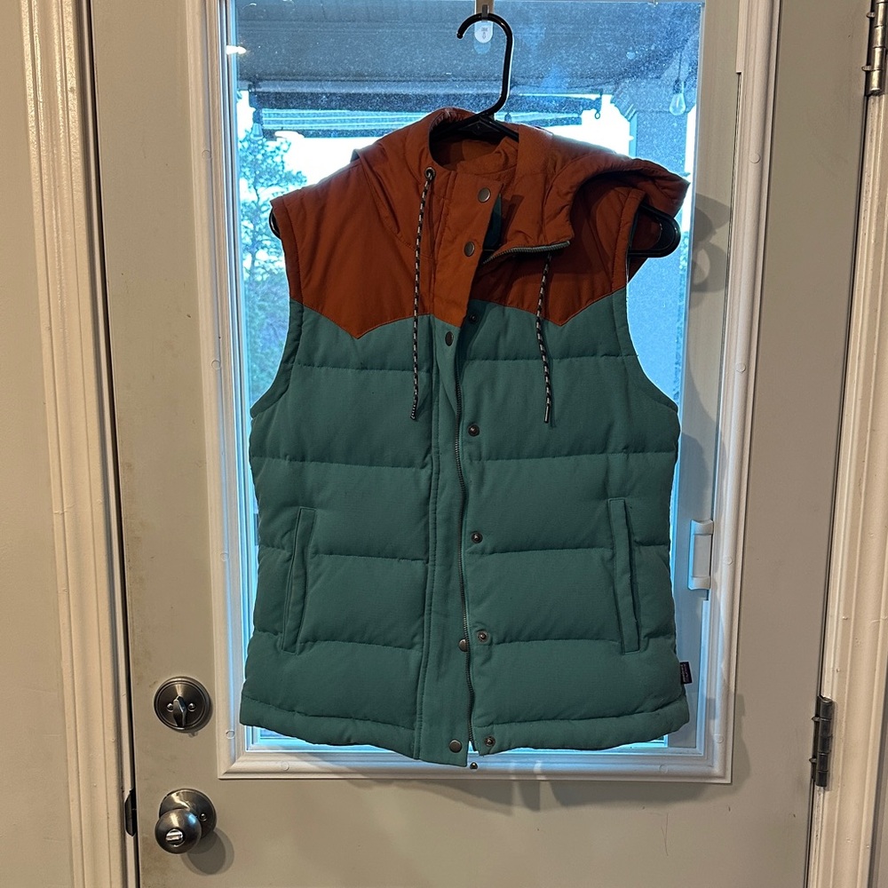 Patagonia Down Orange and Teal Vest